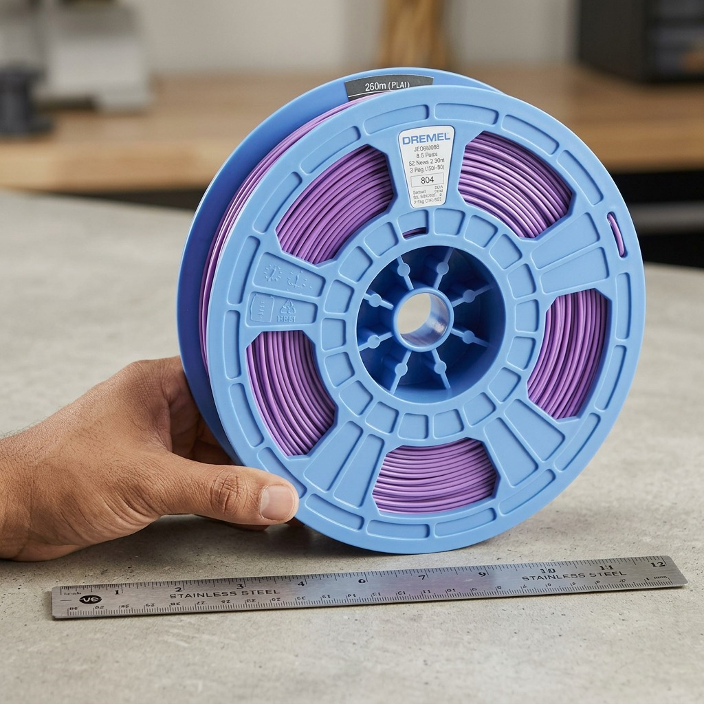 High-resolution hero shot of 3PI Tech Solutions Purple PLA 3D Printer Filament on a blue spool, from a three-quarter angle.