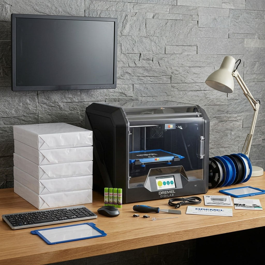 Dremel DigiLab 3D45 3D Printer isolated on a white background.