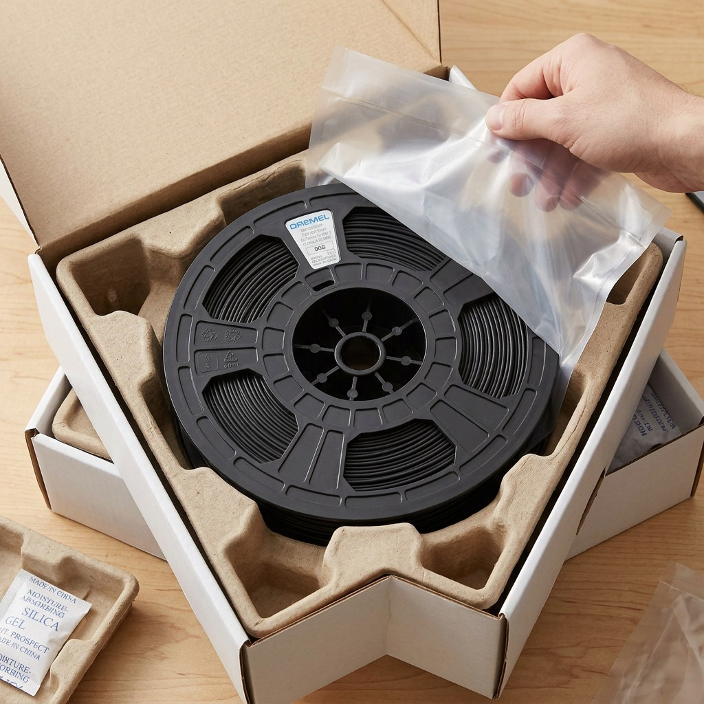 Dremel – Filament ECO-ABS noir, 1,75 mm, 0,75 kg — présentation de l’emballage, réf. ECO-BLA-01