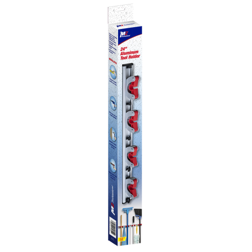 20" Aluminum Tool Holder - 4 holders; 7 hooks