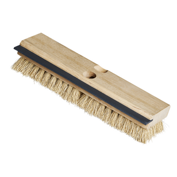 11" Wood Deck Brush with Squeegee - White Natural Fiber