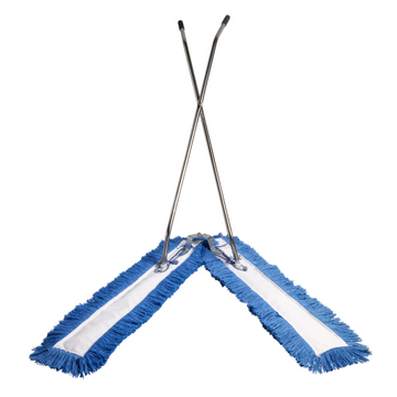 Cadre et manche de balai à franges articulé