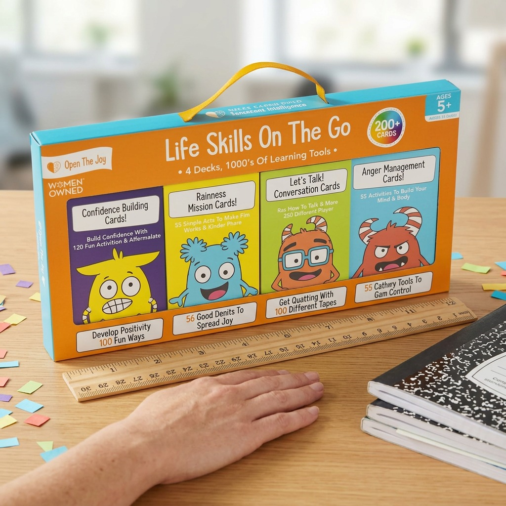 fdmt Life Skills On The Go set in blue and orange packaging with a yellow handle.