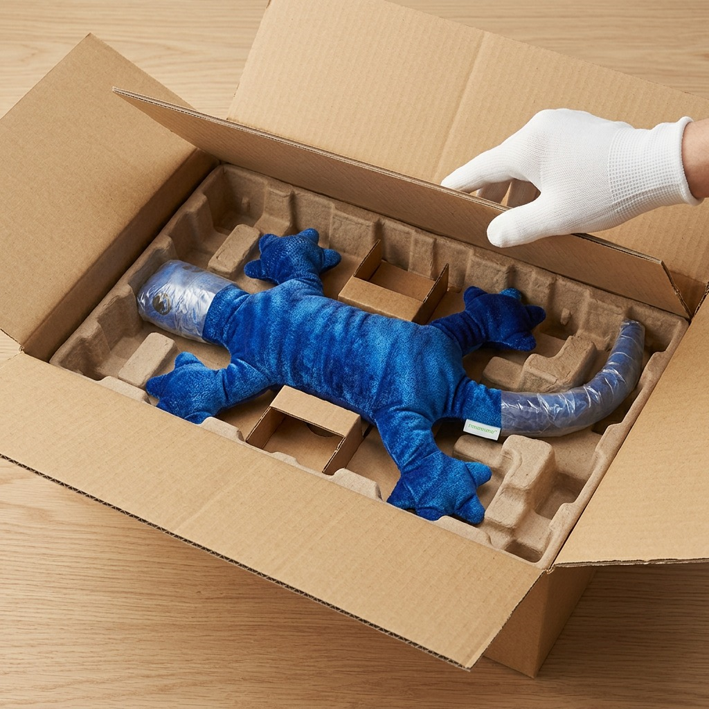 fdmt manimo Weighted Lizard - 2 kg plush toy in blue pattern, isolated on a pure white background.