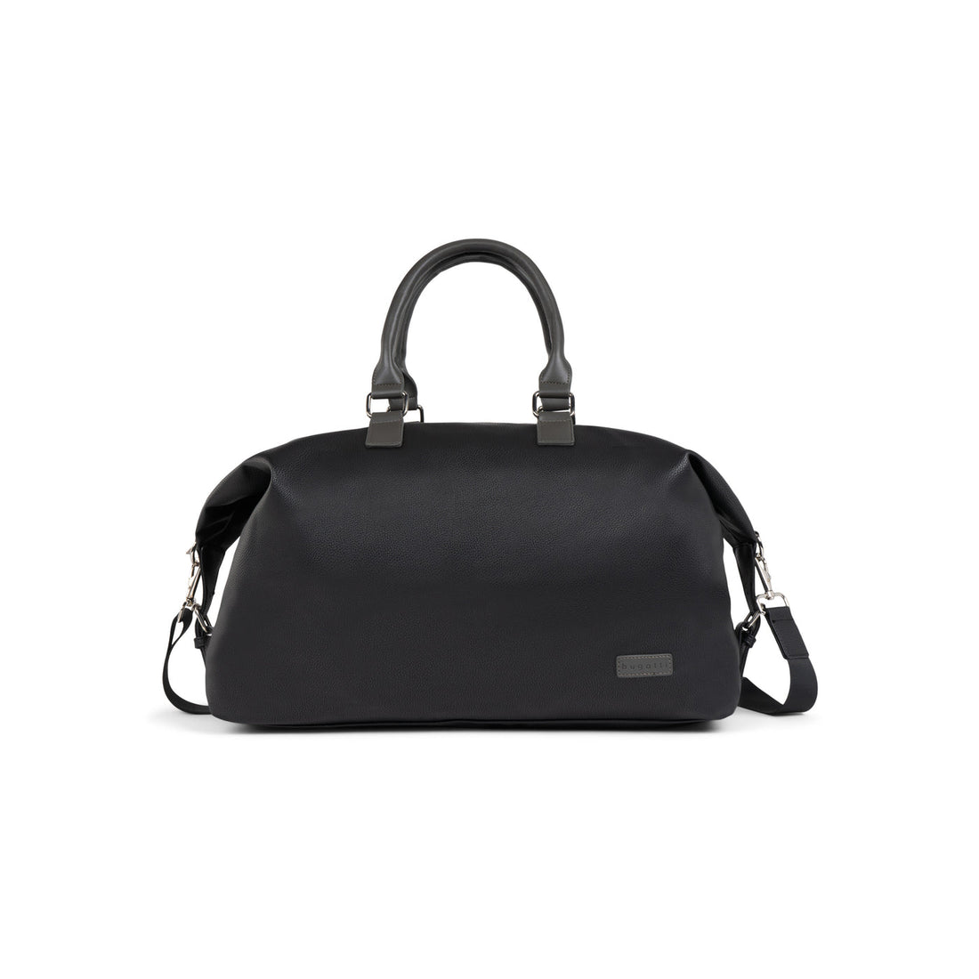 Sac de voyage noir Bugatti Contrast Pebble en cuir végétalien grainé, vue de face