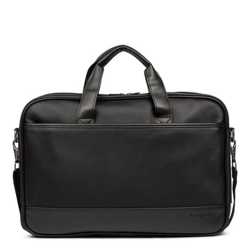 Porte-documents professionnel noir Bugatti Gin & Twill, vue de face, modèle EXB2020BU