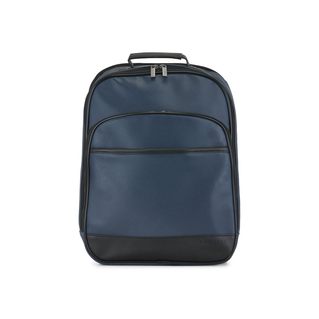 Vue de face du sac à dos professionnel Bugatti Gin & Twill bleu marine pour ordinateur portable 15,6 po