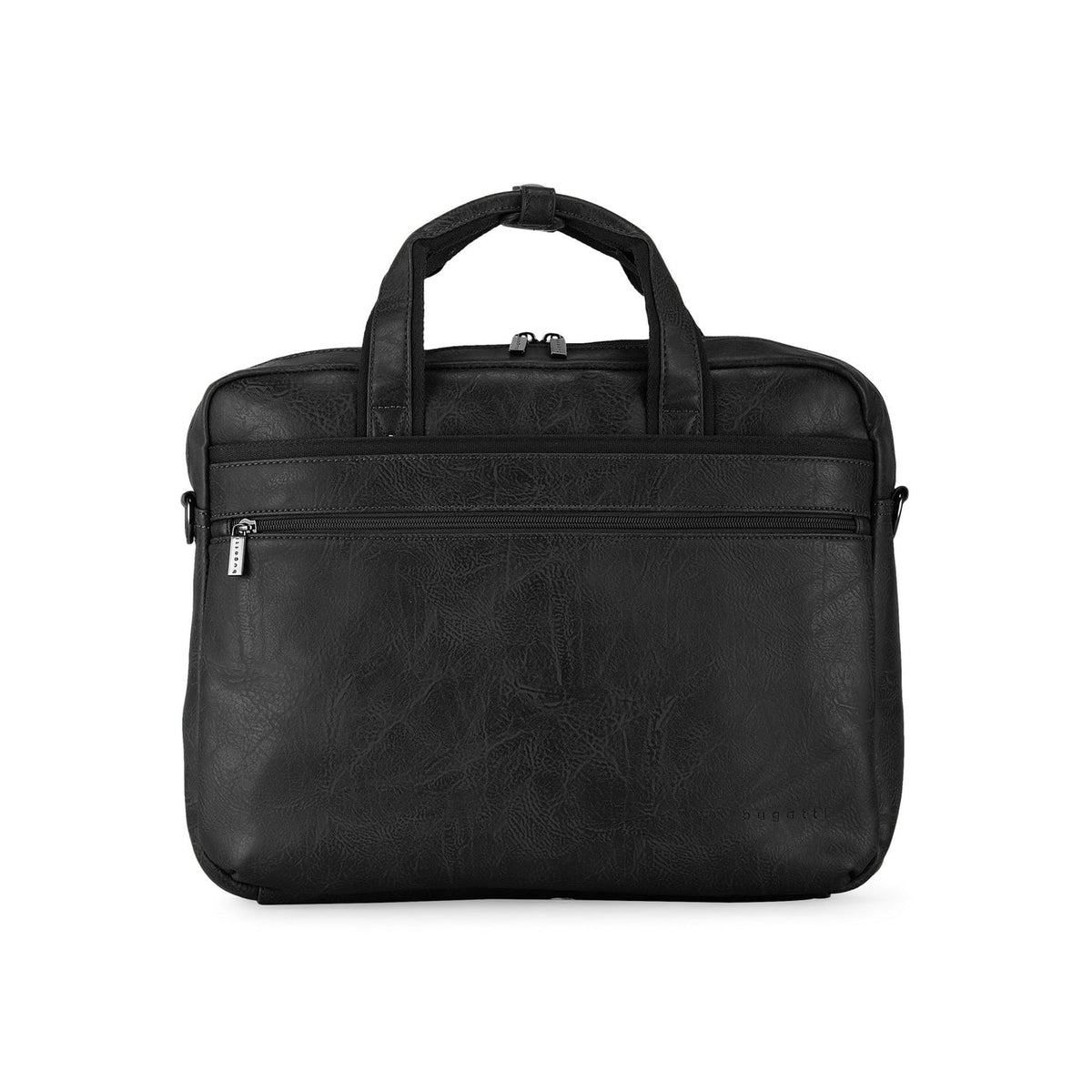 Vue de face du porte-documents noir Bugatti Valentino pour ordinateur portable 15,6 po, référence EXB532