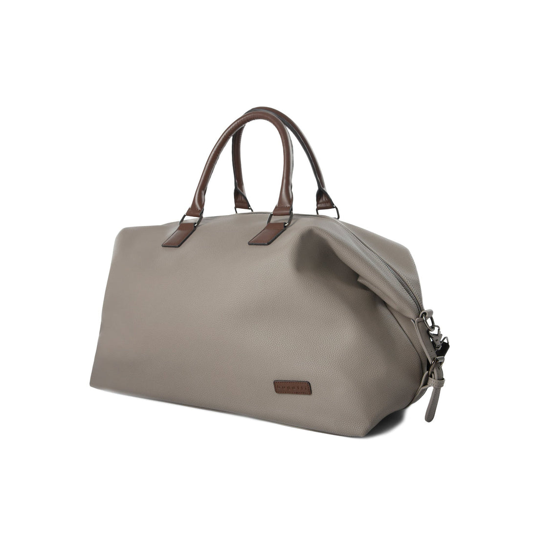 Sac de voyage gris Bugatti Contrast Pebble en cuir végétalien, vue de trois quarts