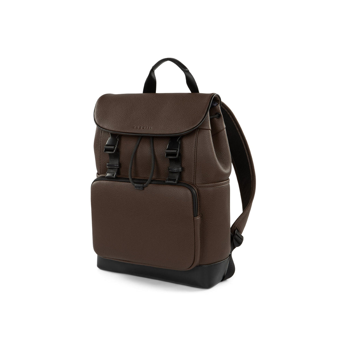 Sac à dos brun Bugatti Central en cuir végétalien texturé, vue de trois quarts, référence BKP2434BU