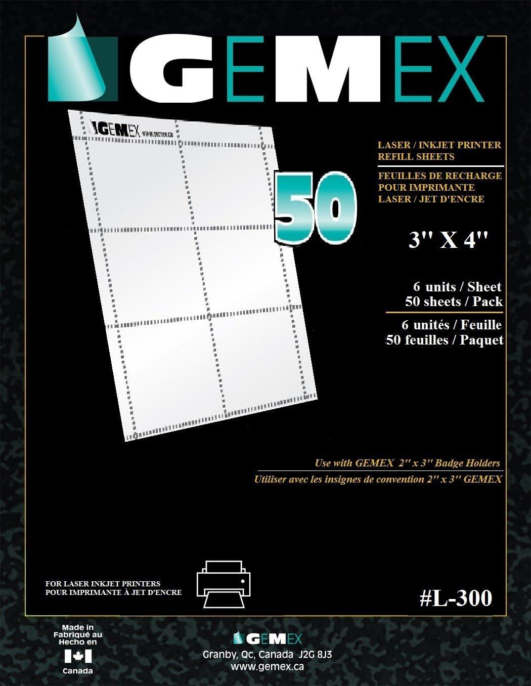 Feuilles de recharge pour imprimante L-300 Gemex 3"X4" - Distribution Conrad