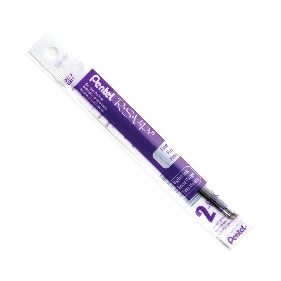 Pentel BKL7-V recharge R.S.V.P. 0,7 mm violette, paquet de 2
