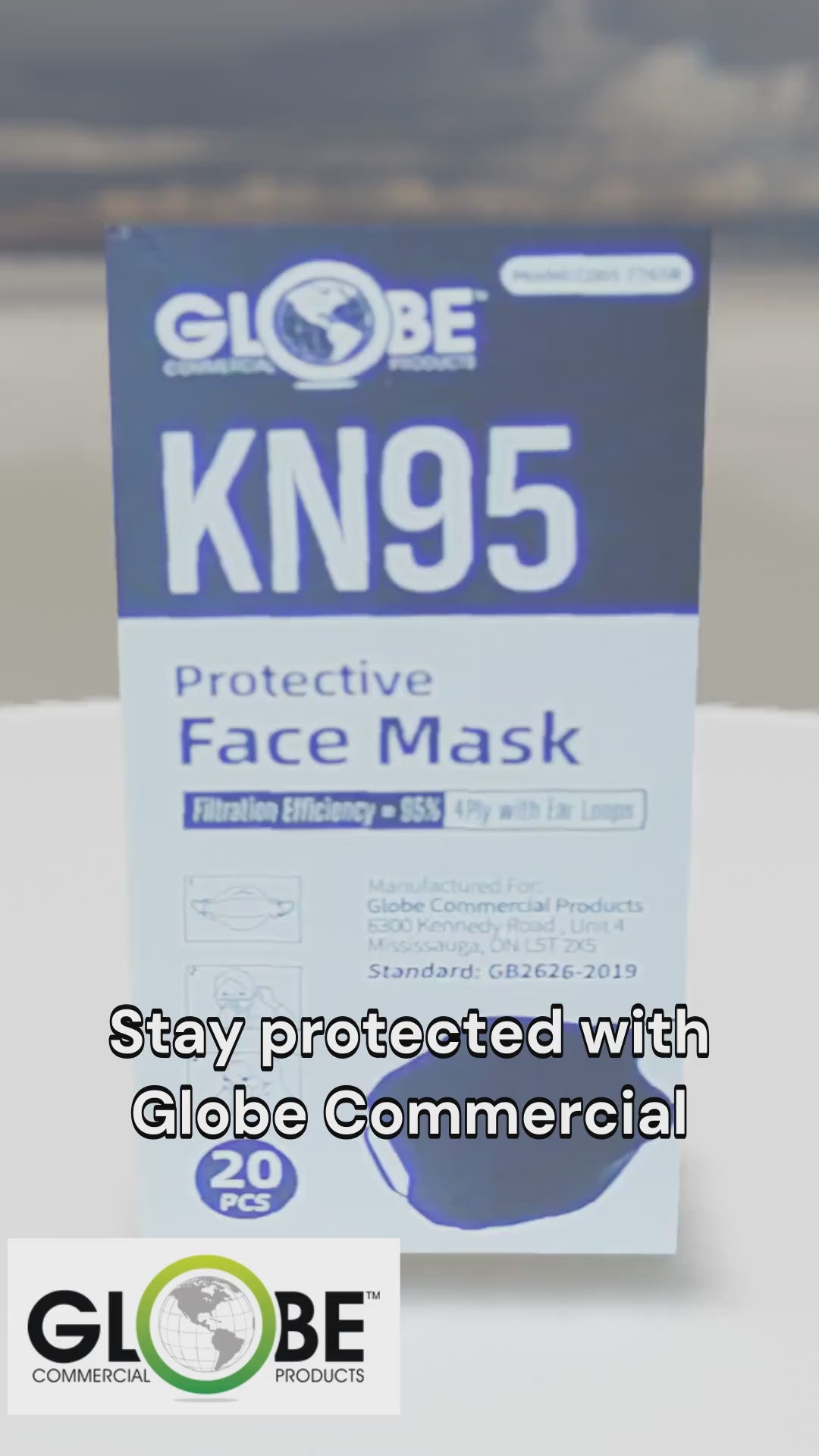 Globe – Masques noirs de type KN95 ajustés, boîte de 20