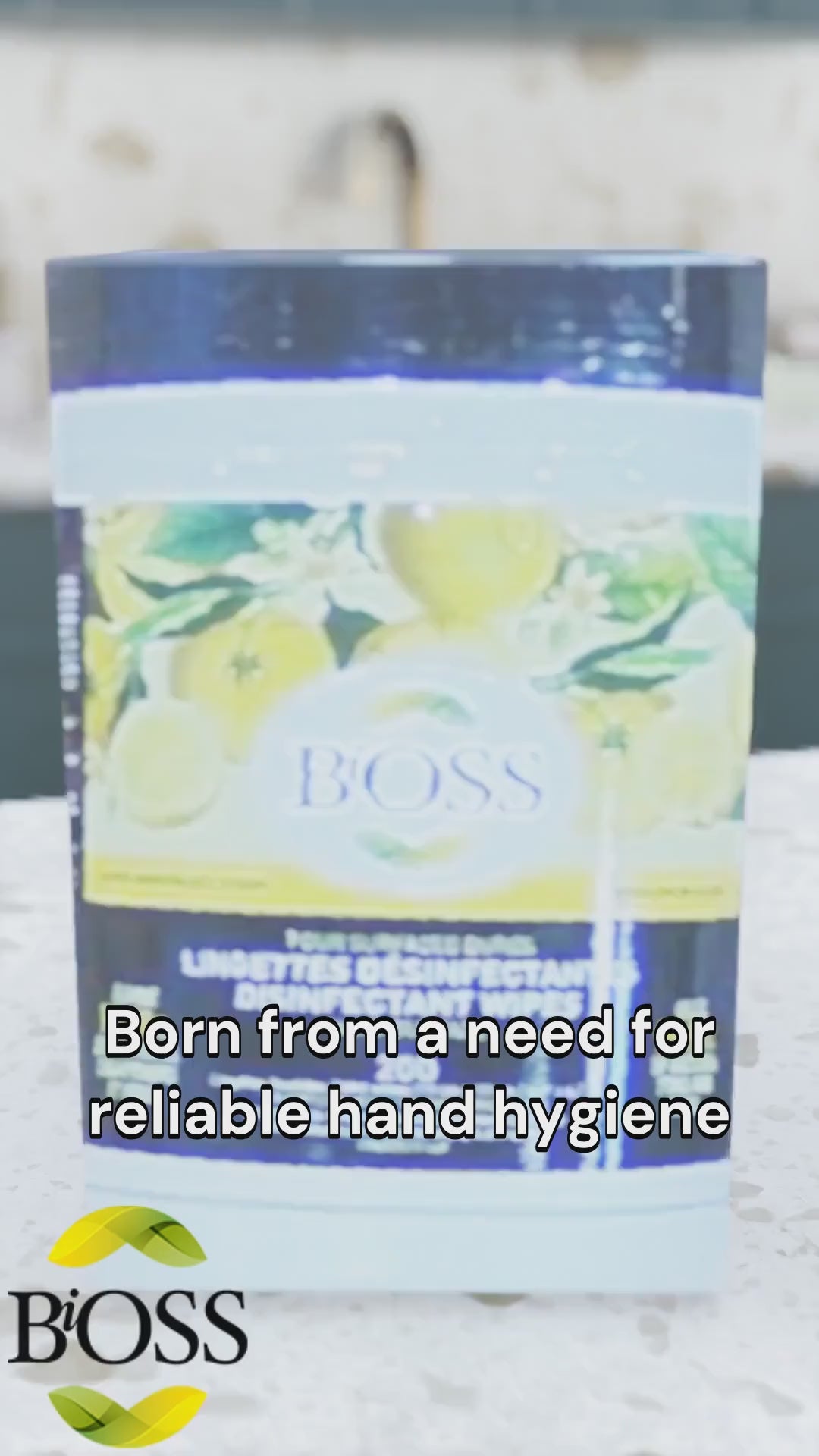 BiOSS – Lingettes nettoyantes pour surfaces, parfum citron, 200 unités