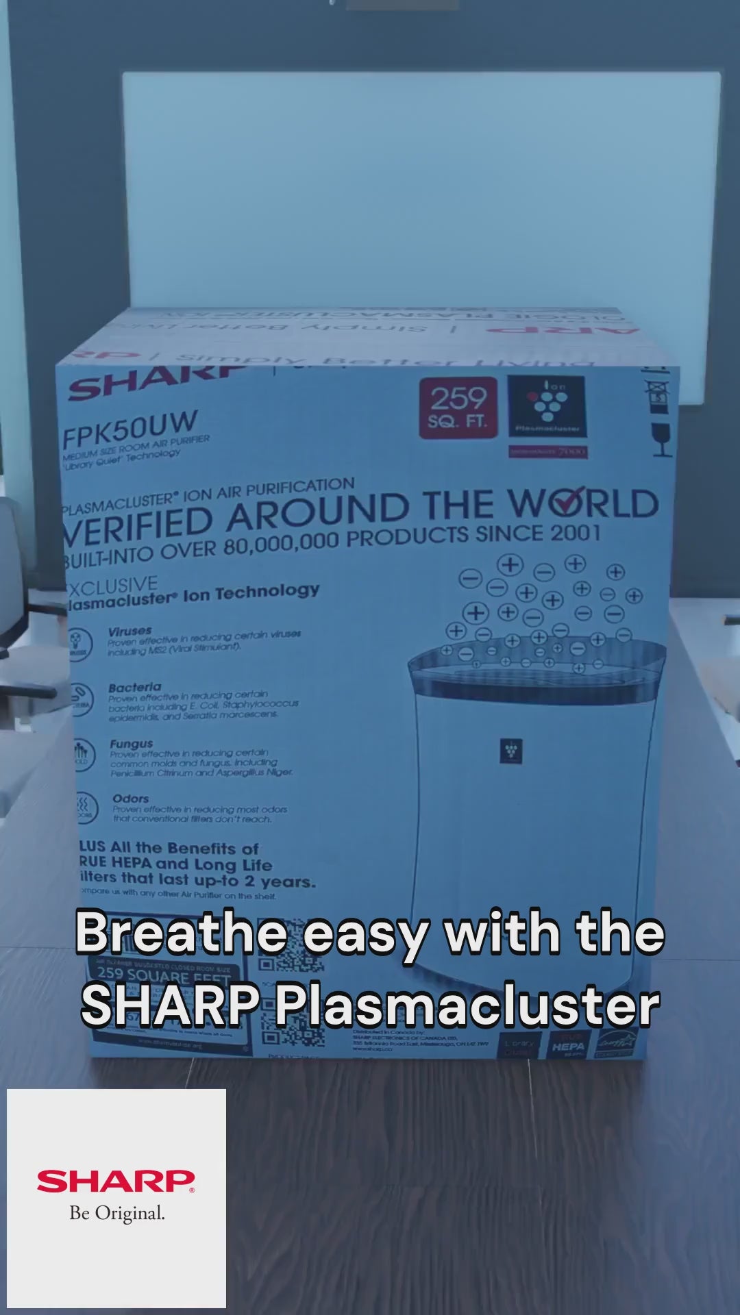 SHARP FPK50UW – Purificateur d’air Plasmacluster avec filtre HEPA véritable – jusqu’à 259 pi²