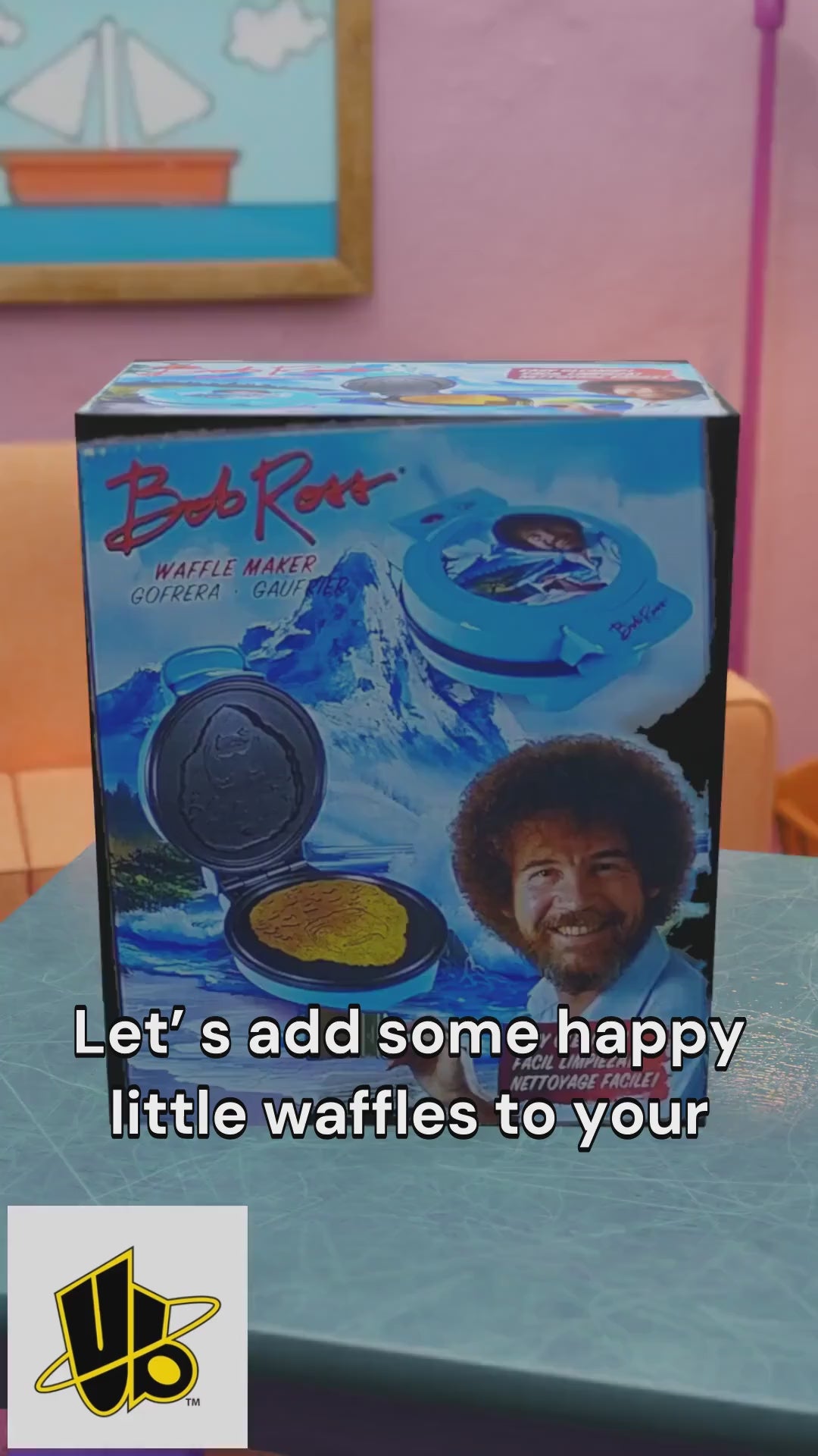 Bob Ross "Happy Little Waffles" Toaster & Waffle Maker? Non-Stick Artist Series Appliance