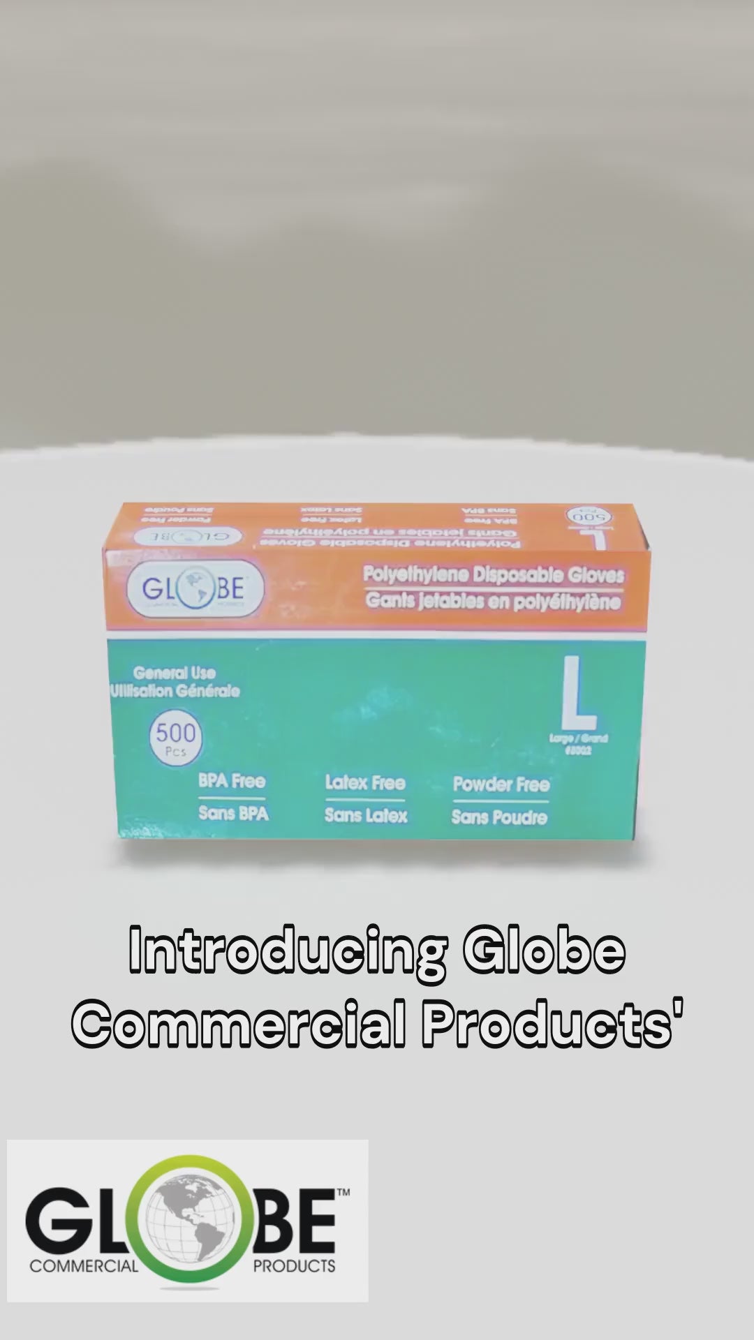 Globe – Powder-free polyethylene gloves, large, pack of 500
