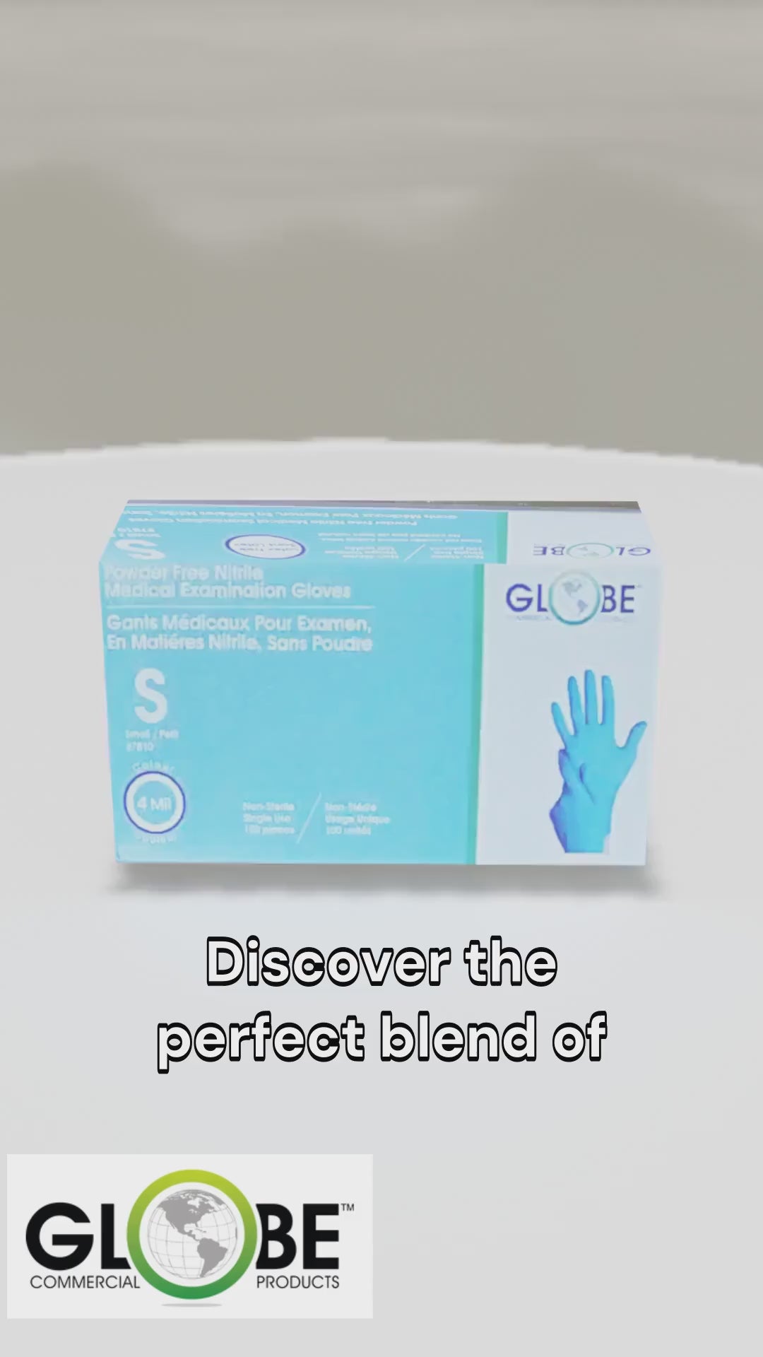 Globe – Gants médicaux nitrile bleu ciel 4 mil, petits, 100