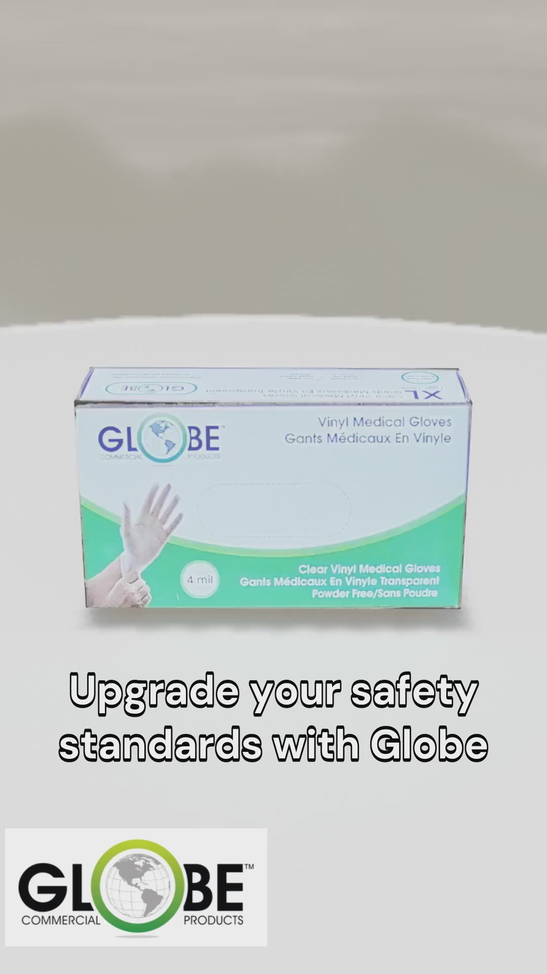 Globe – 4 mil clear vinyl medical gloves, extra large, 100