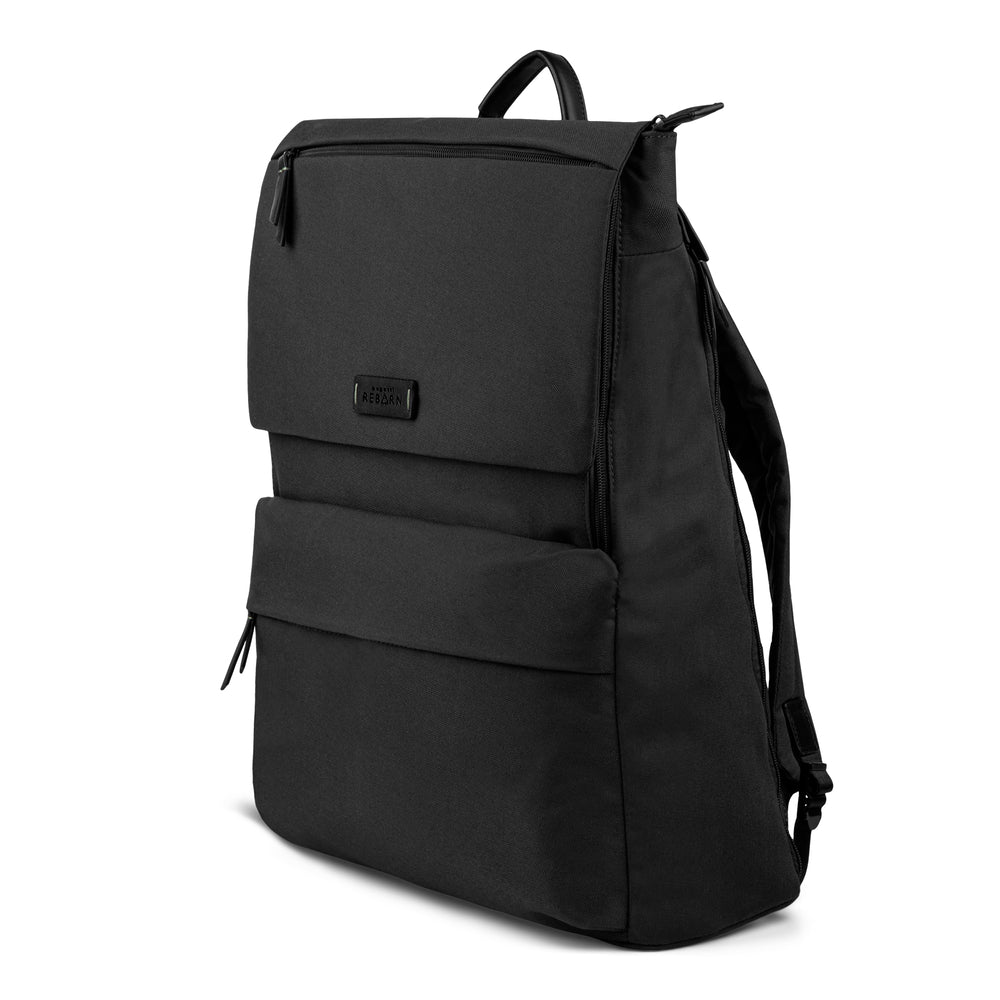 Sac à dos Bugatti Reborn noir en polyester recyclé, vue de trois quarts
